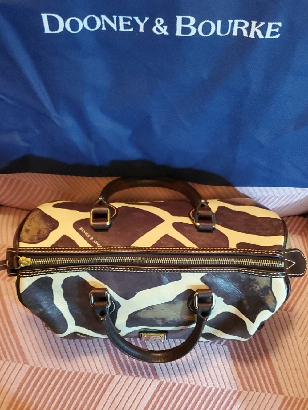 Dooney & Bourke Giraffe-Print Satchel in Brown and Cream - Picture 6 of 9